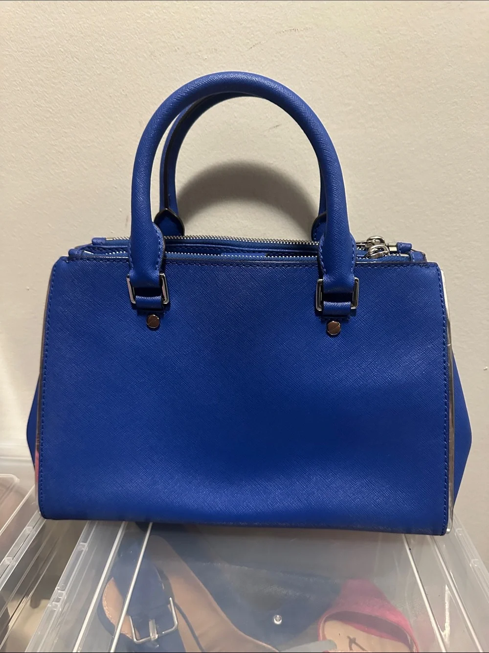 Michael Kors Royal Blue Leather Satchel with MK Charm